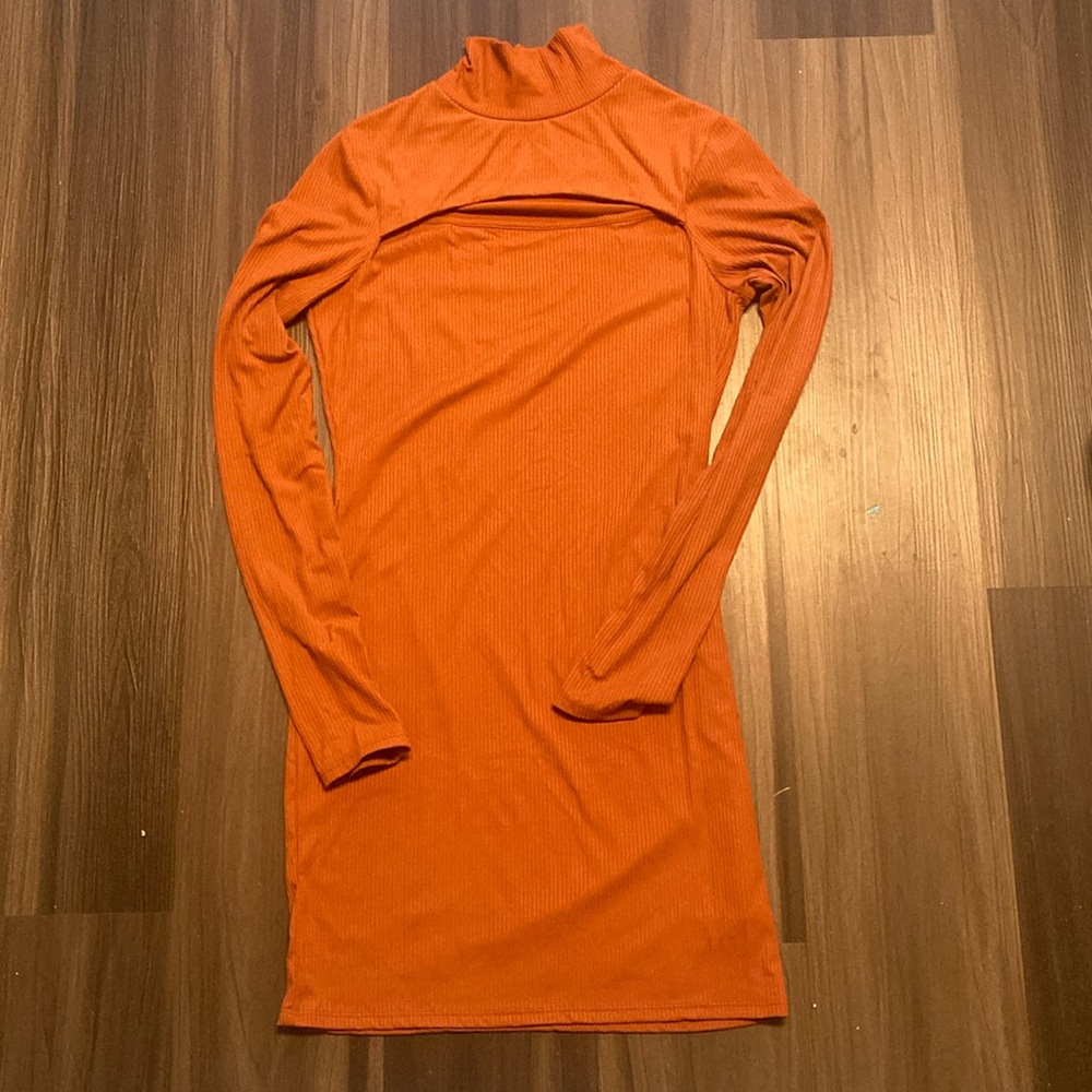 Pink lily xl body con turtleneck cut out dress